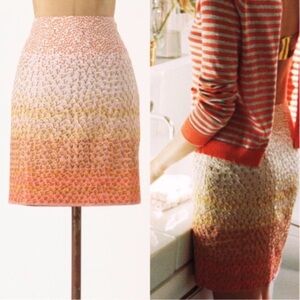 Anthropologie | HD in Paris Pink Sunset Ombré Petals Embroidered Skirt, Size 2